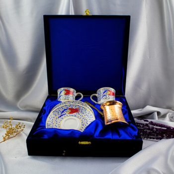 ALTIN YALDIZLI 2’Lİ CEZVELİ PORSELEN FİNCAN TAKIMI