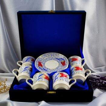 ALTIN YALDIZLI 6’LI PORSELEN FİNCAN TAKIMI