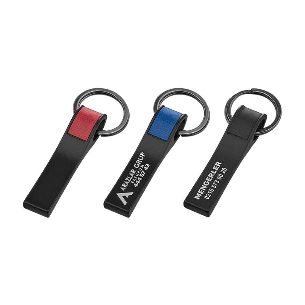 A23960 Promosyon Çift Taraflı Metal Suni Deri Anahtarlık